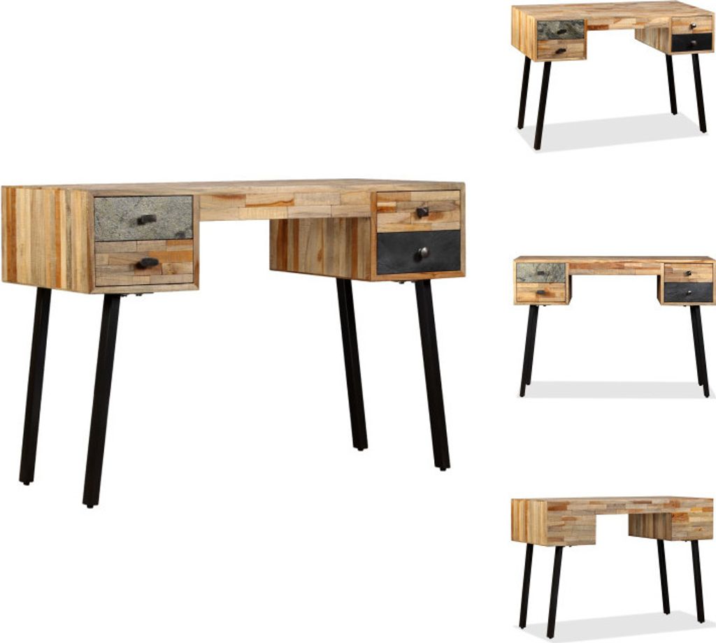 vidaXL Schreibtisch Wiederverwertetes Teak Massivholz 110 × 50 × 76 cm - Schreibtische