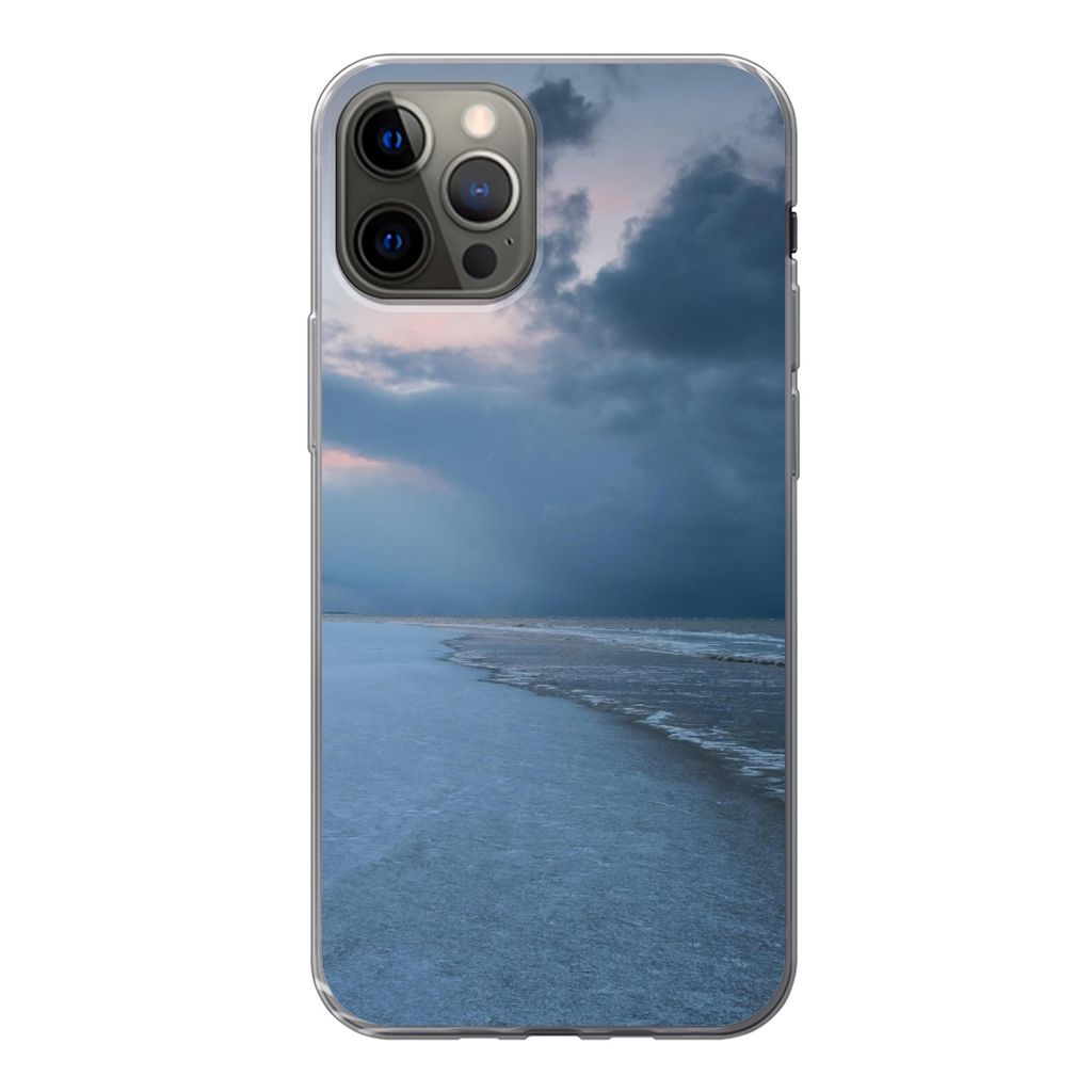MuchoWow Handyhülle Schutzhülle Hülle für iPhone 12 Pro Nordsee - Sturm - Wasser Silikon Softcase Handy Hülle - Abdeckung