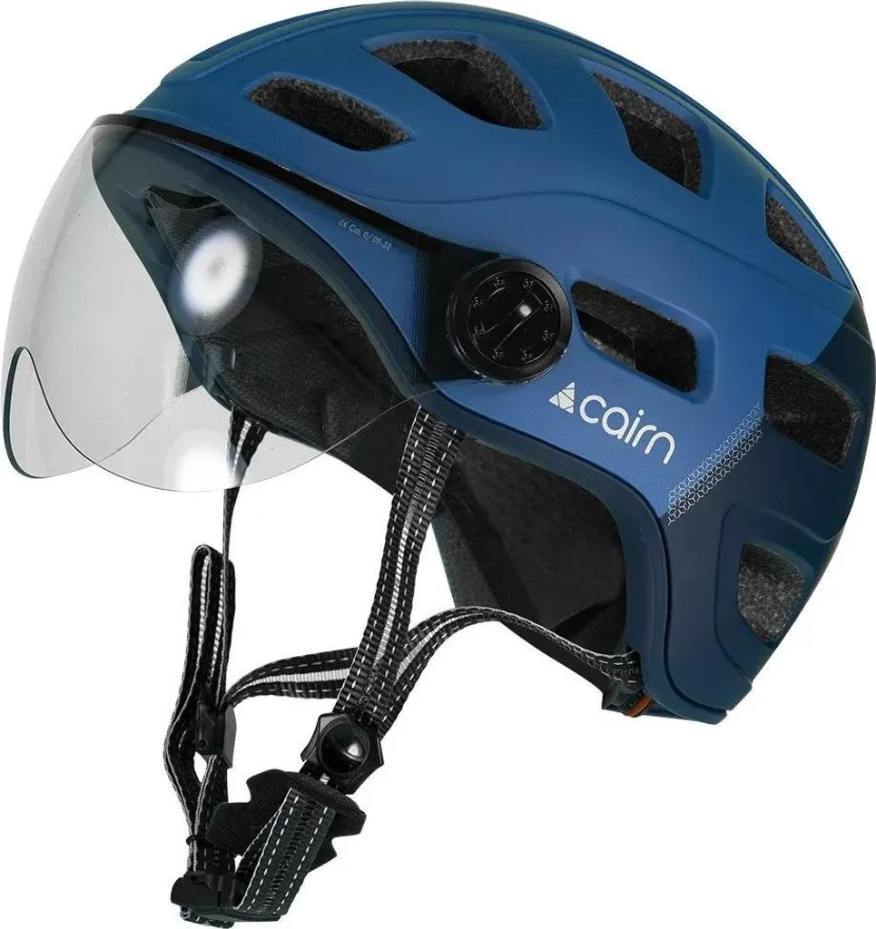 Casque Cairn Quartz Led Usb bleu taille M avec visière de protection