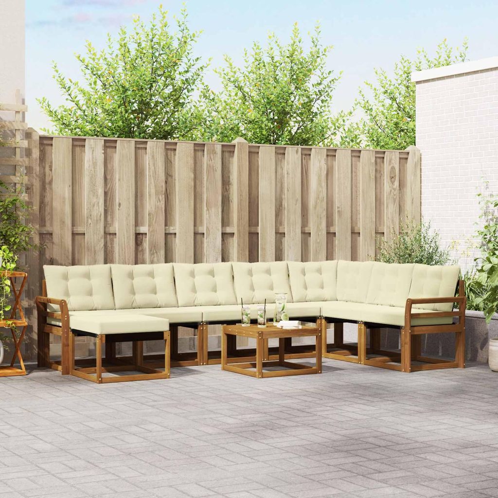 "Seasonal Sale"Outdoor-Sofagarnitur - CLORIS - Balkonmöbe/Sitzgruppe - mit Kissen 9 pcs - Moderne Design - Natur und Creme - Gartensofas DEMöbel4...
