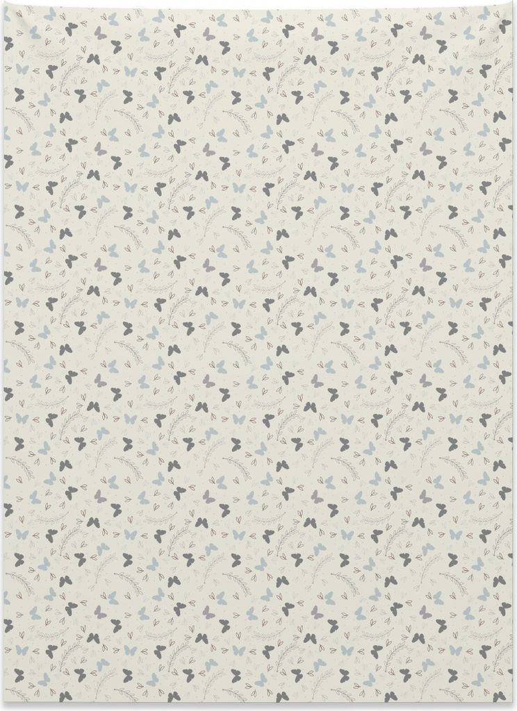 Abakuhaus Elfenbein und Blau Wandteppich, Flora und Fauna aus Weiches Mikrofaser Stoff Kein Verblassen Klare Farben Waschbar, 110 x 150 cm, Hellgra...