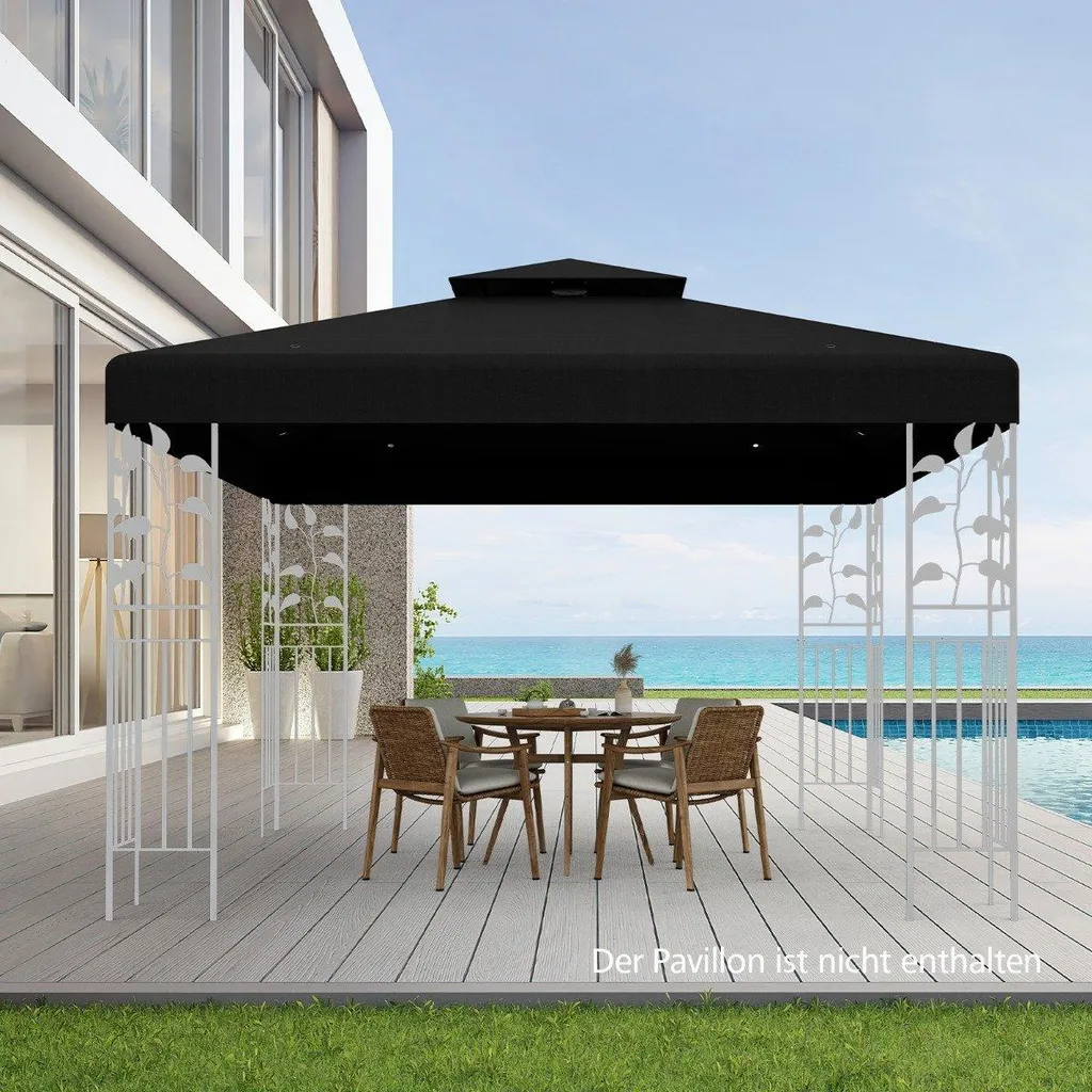 Tetto Sostituzione Gazebo 3x3 Nero - Copertura Giardino Resistente