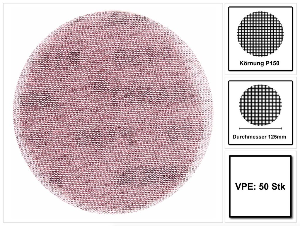 Haftschleifscheibe ABRANET Grip 125mm K.150 f.HO/Metall/Lack/Ku.