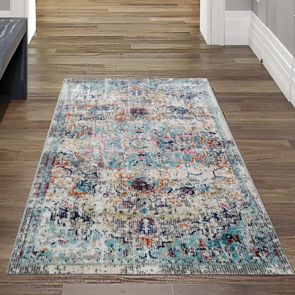 Tapis de Salon Oriental Lavable et Durable - Design Vintage 80x150