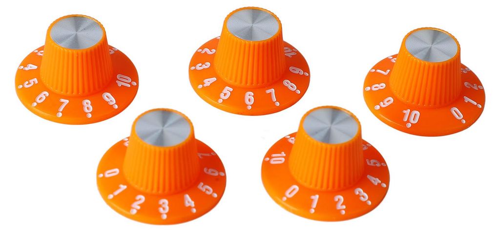 5-teiliges Set aus Kunststoff-Gitarrenreglerknöpfen mit Gewindekante für komfortablen Griff und dekorative Gestaltung