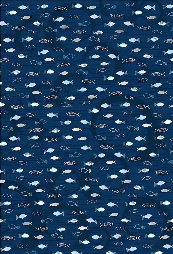 Papier cartonné A4 bleu à motifs poissons Heyda 204772737 pour décoration
