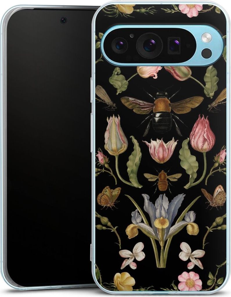 DeinDesign Handyhülle für Google Pixel 9 Pro XL Silikon Hülle Case Smartphone Schutzhülle Biene Blumenkranz Blüte