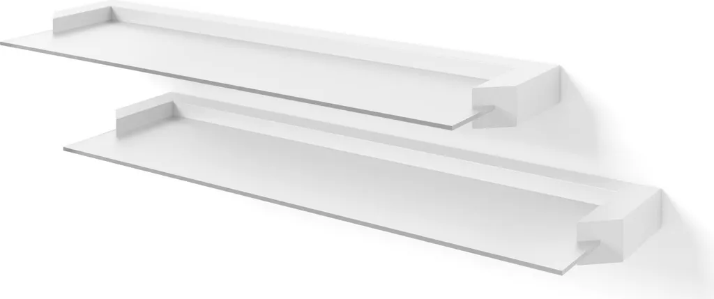 Rangement mural Étagère AURIS 60 cm Blanche et Verre - Pack de 2 Unités
