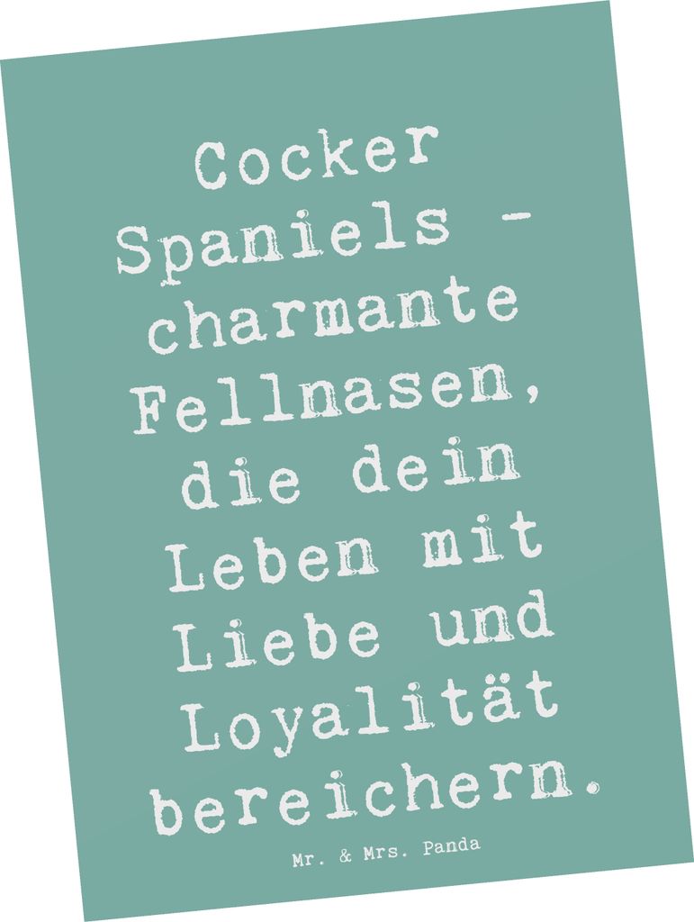 Mr. & Mrs. Panda Ansichtskarte Spruch Cocker Spaniel Liebe - Meeresbrise - Geschenk, bewegungsfreudig, Postkarten, Hund, und Loyalität, Hunderasse...