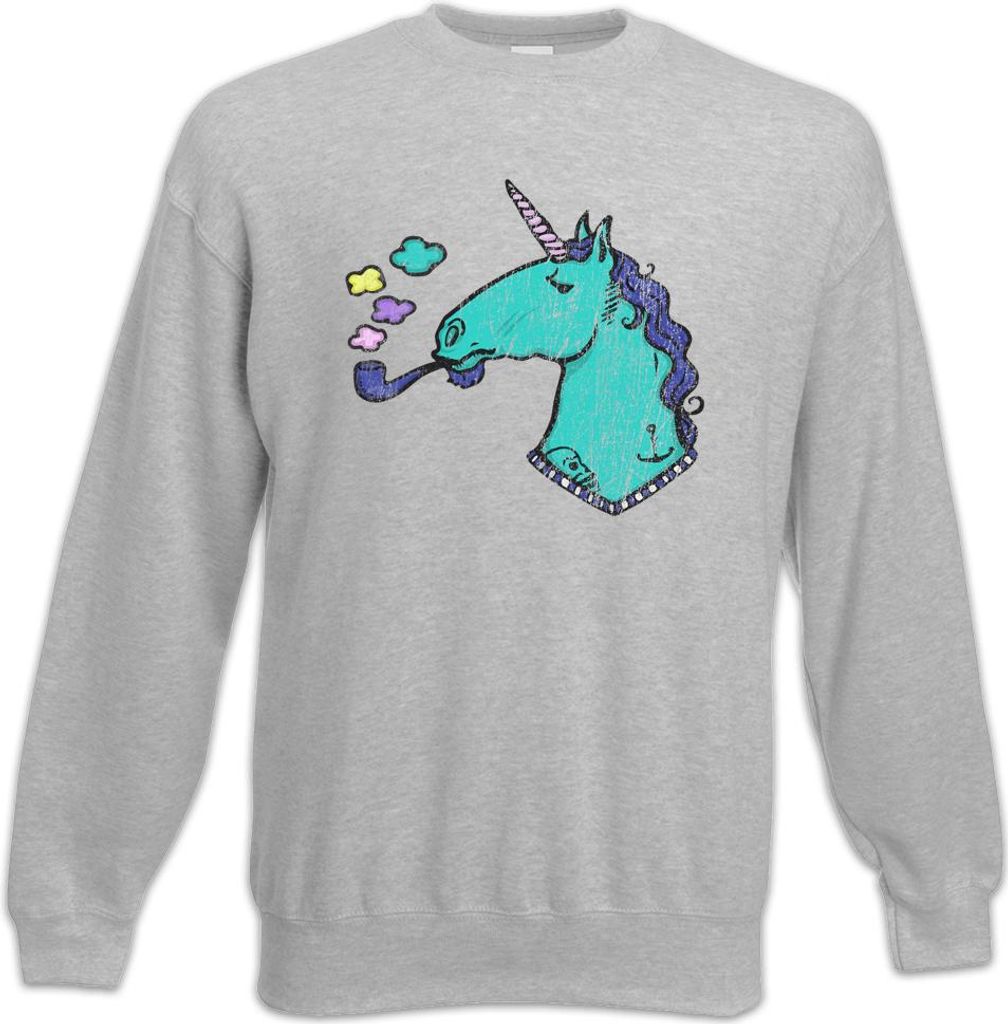 Urban Backwoods Smoking Unicorn, Sweatshirt, Farbe: Hellgrau, Größe: M
