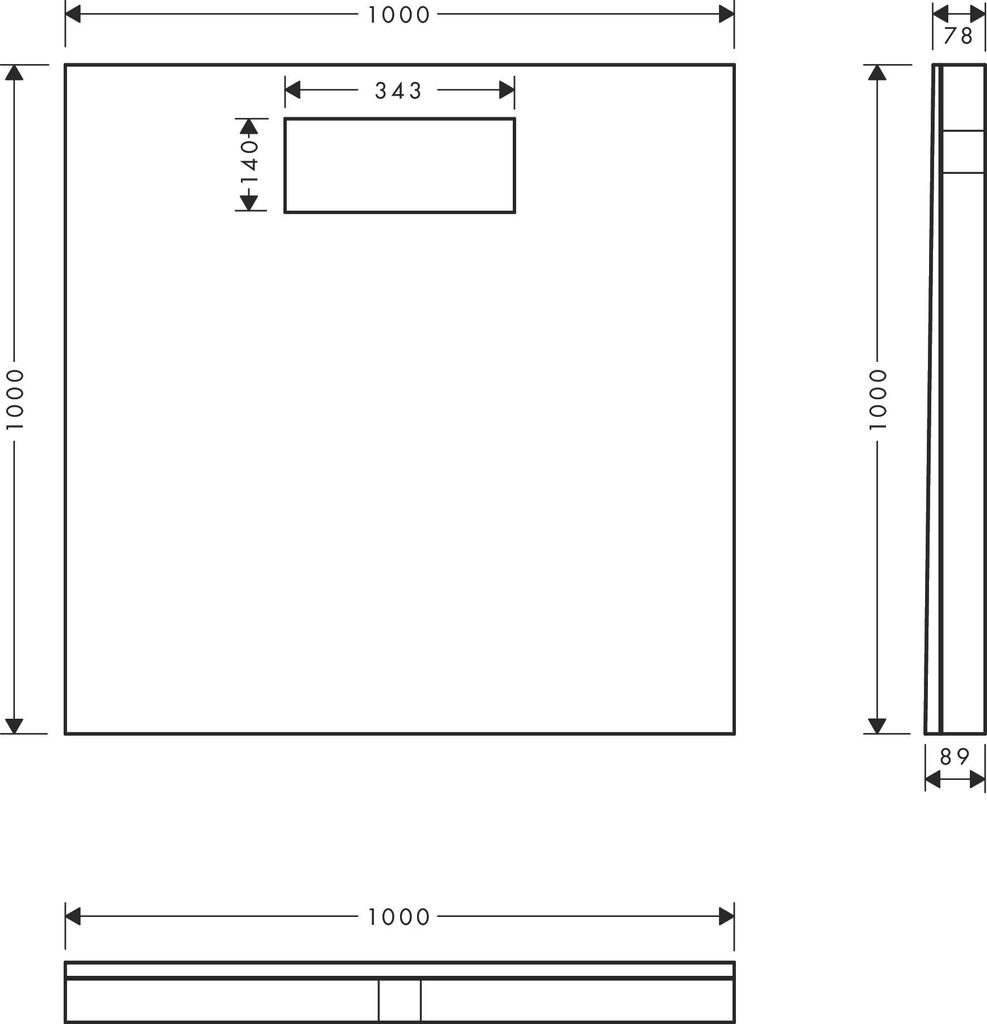 hansgrohe RainDrain Board Duschelement, befliesbar, 1000x1000mm, mit Installationsset, 56256000
