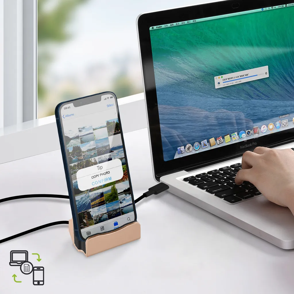 Stazione Ricarica iPhone Oro Rosa - Docking Station Lightning Sync & Charge - 6