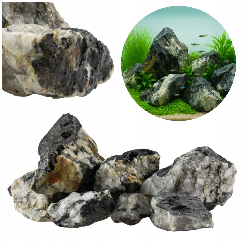 Aquarienstein Fylit mit Quarz natürlich 5kg Set