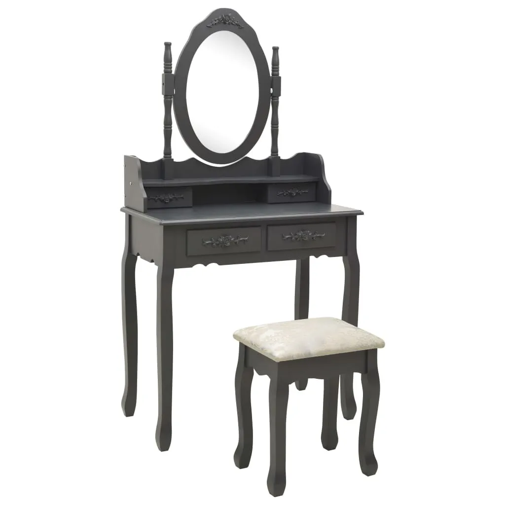 Table de Maquillage Grise avec Siège Confortable pour Routine Beauté - 8