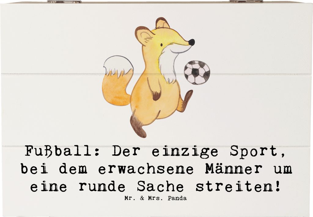 Mr. & Mrs. Panda Geschenkbox Fußballspiel 22 x 15 cm - Weiß - Geschenk, Gemeinschaftsgefühl, holzschatulle, Leidenschaft, Humor, Teamsport, scha...