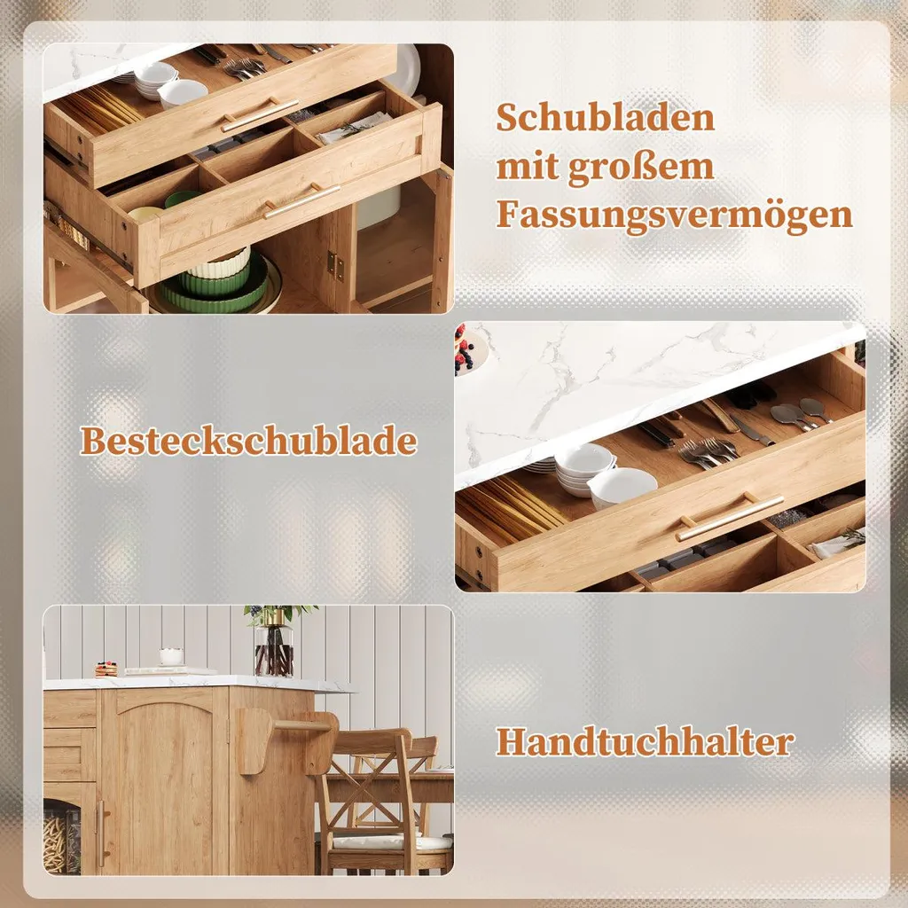 Table de bar de cuisine extensible pour repas et préparation de repas