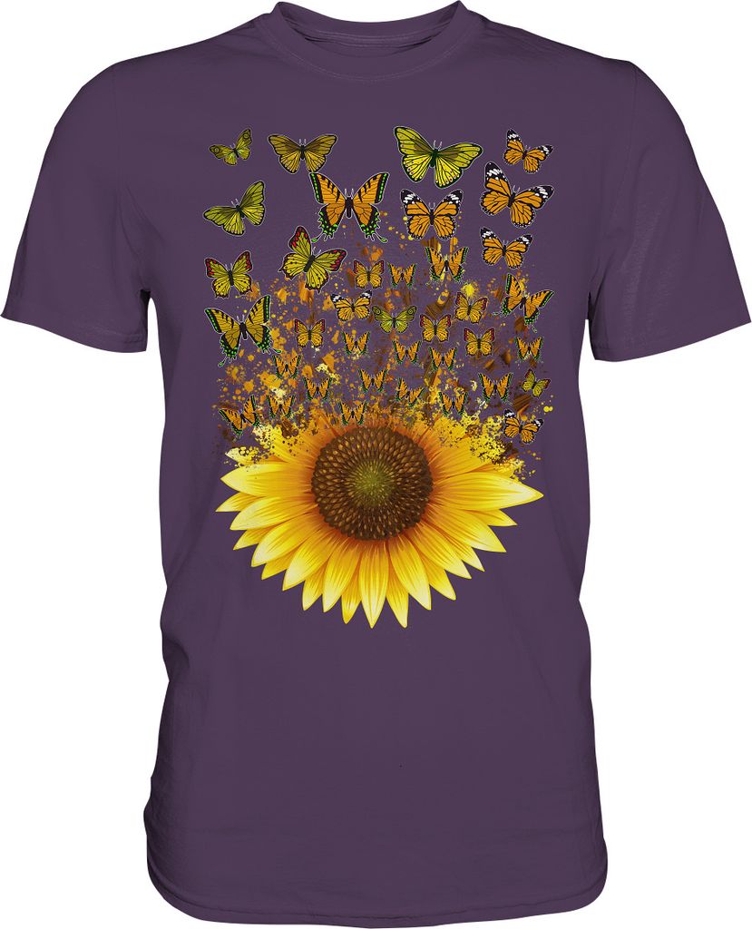 Frauen Sonnenblume Schmetterling T-Shirt – Urban Purple / M Produktbild 