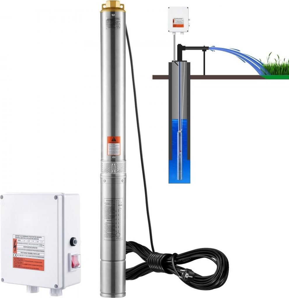 Pompe de puits profond 2200W - 9,8 m³/h - 144 m de hauteur Image du produit 