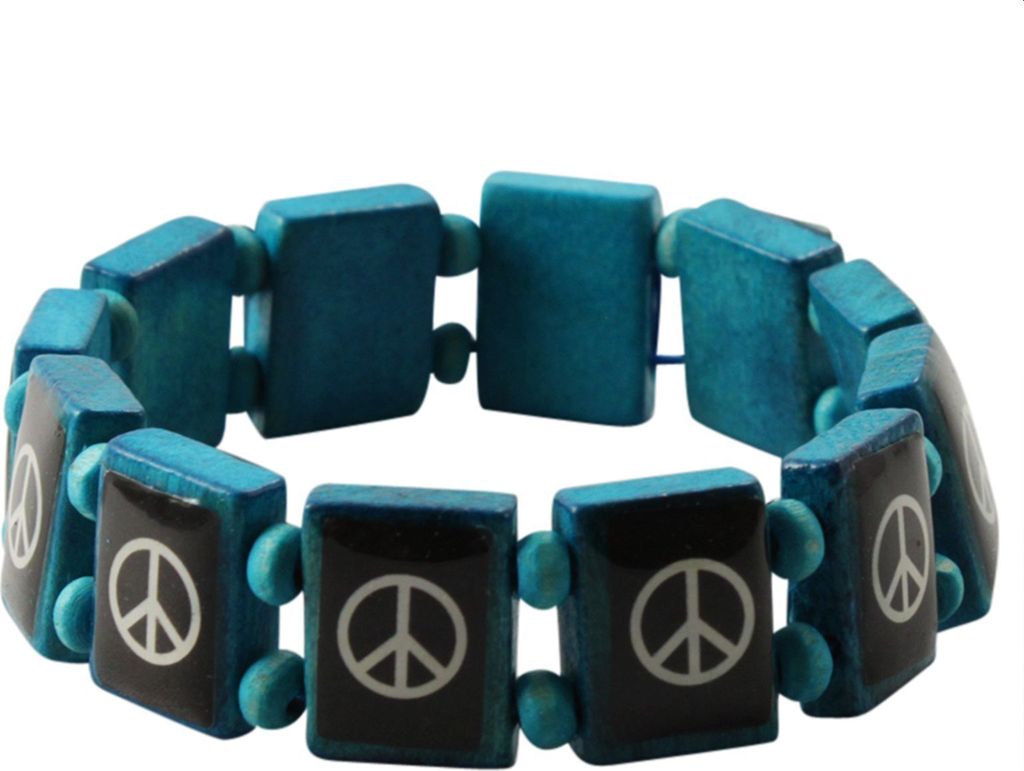 Holzarmband - Peace - türkis