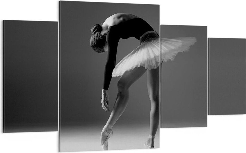 Bild auf Leinwand - Leinwandbild - 4 Teile - Ballerina Figur Schwarz und Weiß - 160x90cm - Wand Bild - Wanddeko - Wandbilder - Leinwanddruck - Bil...