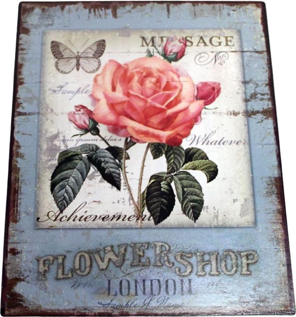 Shabby Blechschild Flowershop