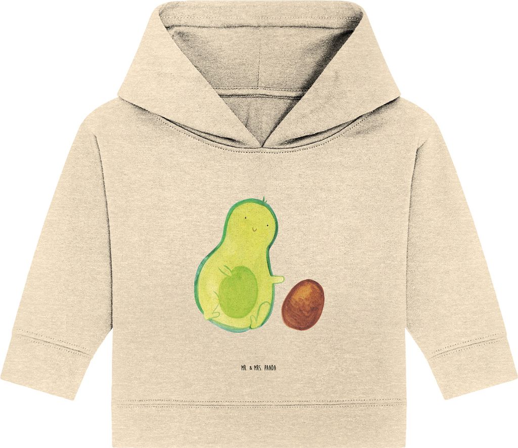 Mr. & Mrs. Panda Organic Baby Hoodie Avocado Kern rollt 24. - 36. Monat - Natural Raw - Geschenk, Liebe, Kapuzensweatshirt, Avocados, Schwanger, Ka...