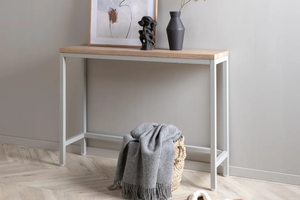 Table console Rise 30x110 cm finition frêne gris avec structure robuste - 5
