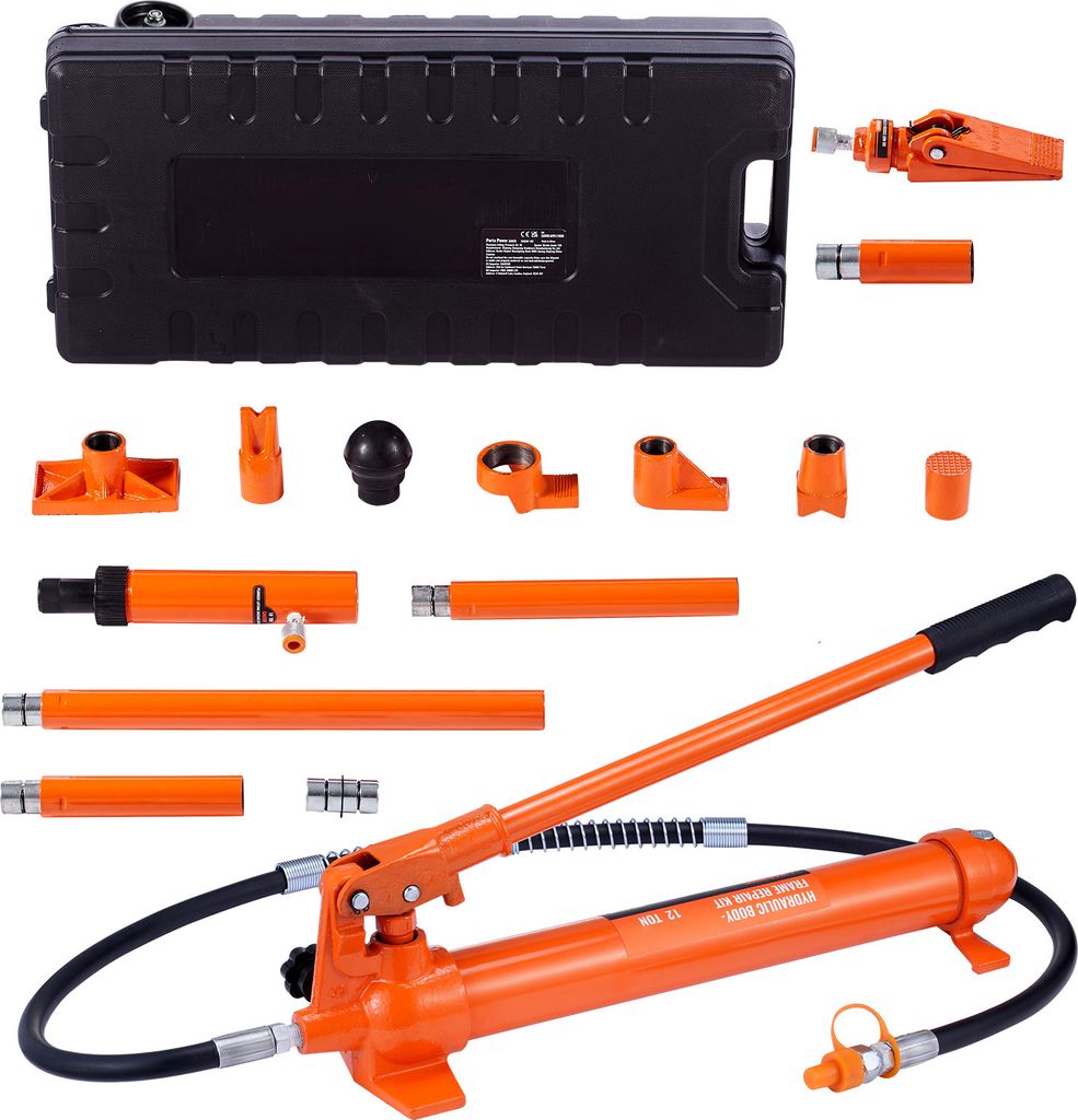 SucceBuy 12 Tonnen Porta Power Kit, Hydraulikzylinder mit Pumpe, 4,6 ft/1,4 m Ölschlauch, tragbarer Hydraulikheber mit Aufbewahrungskoffer, Auto, ...