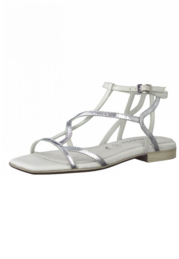 TAMARIS Damen Sandal Flat Art: 1-1-28127-28 in white/silver (weiß) - Größe:41