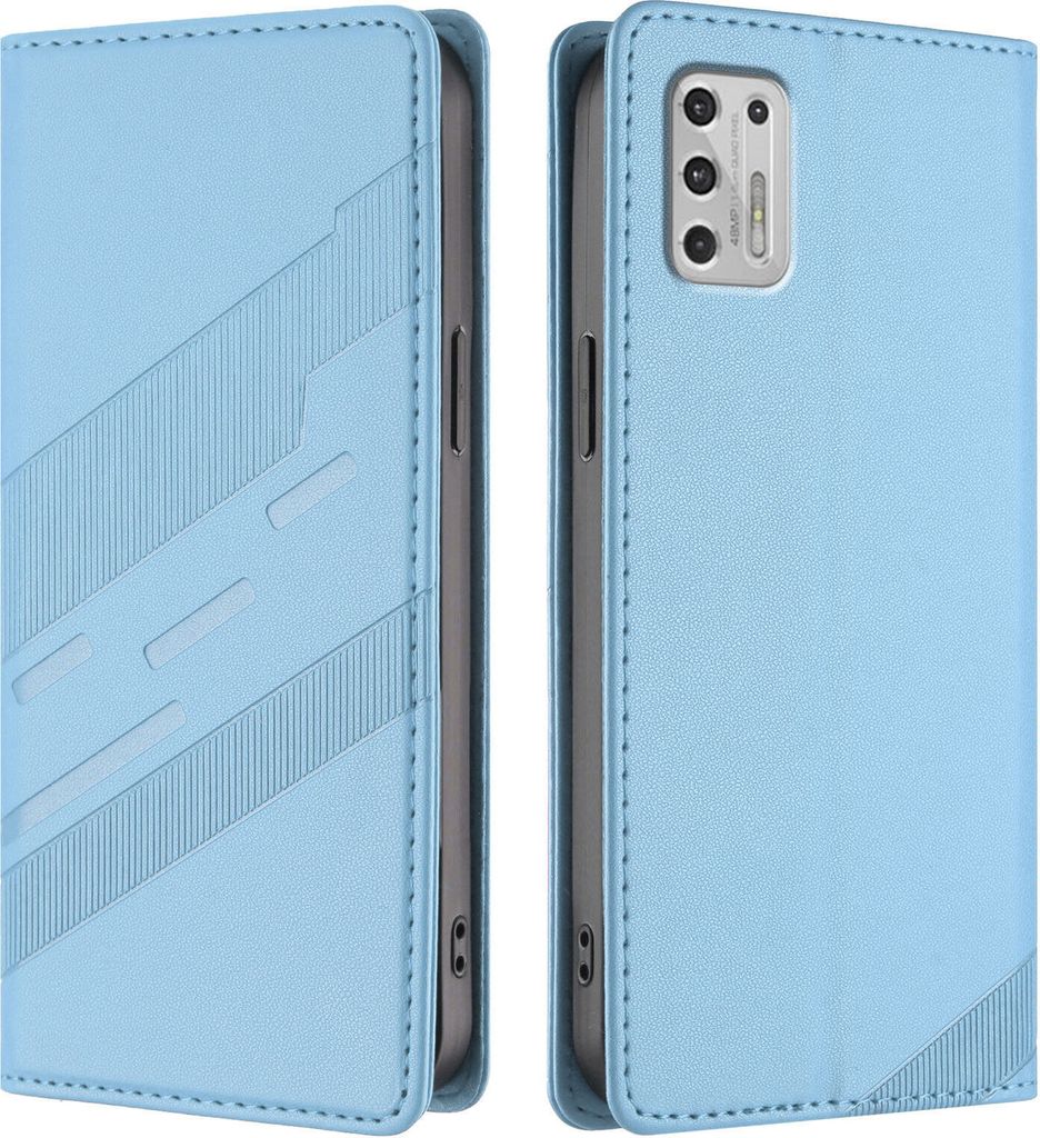 Hülle für Motorola Moto G Stylus 4G 2021, Kunstleder Brieftaschen Handyhülle mit Kartenfach und Standfunktion Hellblau