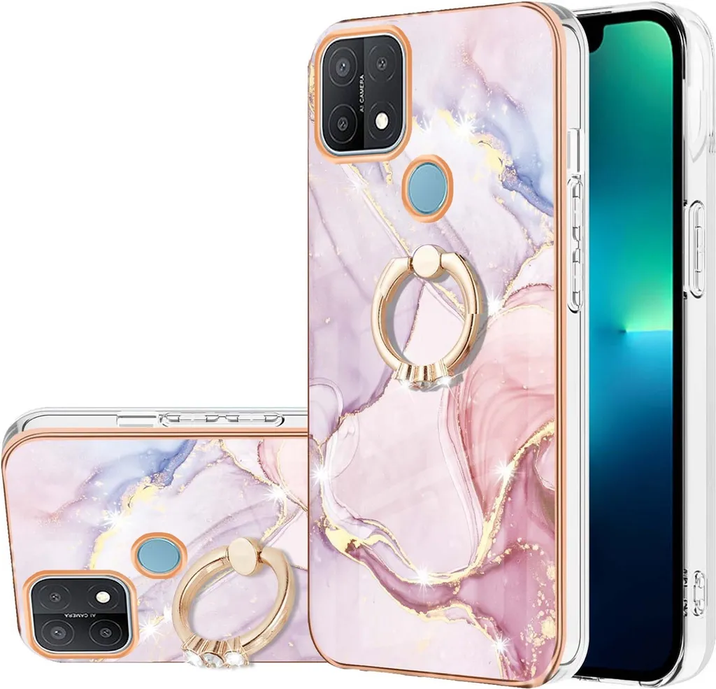 Custodia Protettiva Oppo A15S Marmo con Anello: Sicurezza per Tutti