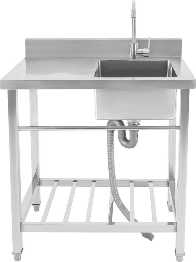 Küchenspüle, freistehendes Design, langlebiger Edelstahl, silber