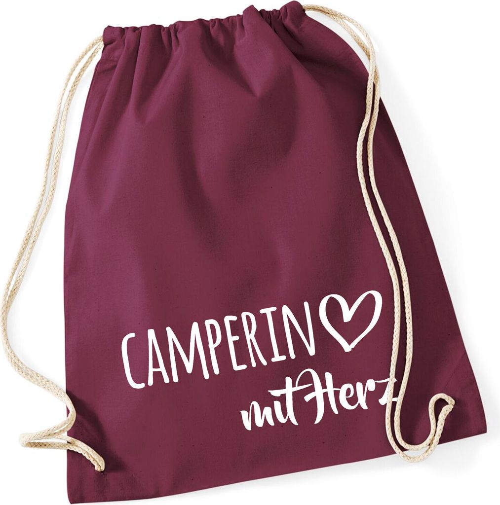 Huuraa Turnbeutel Camperin mit Herz 12 Liter Burgundy Produktbild 