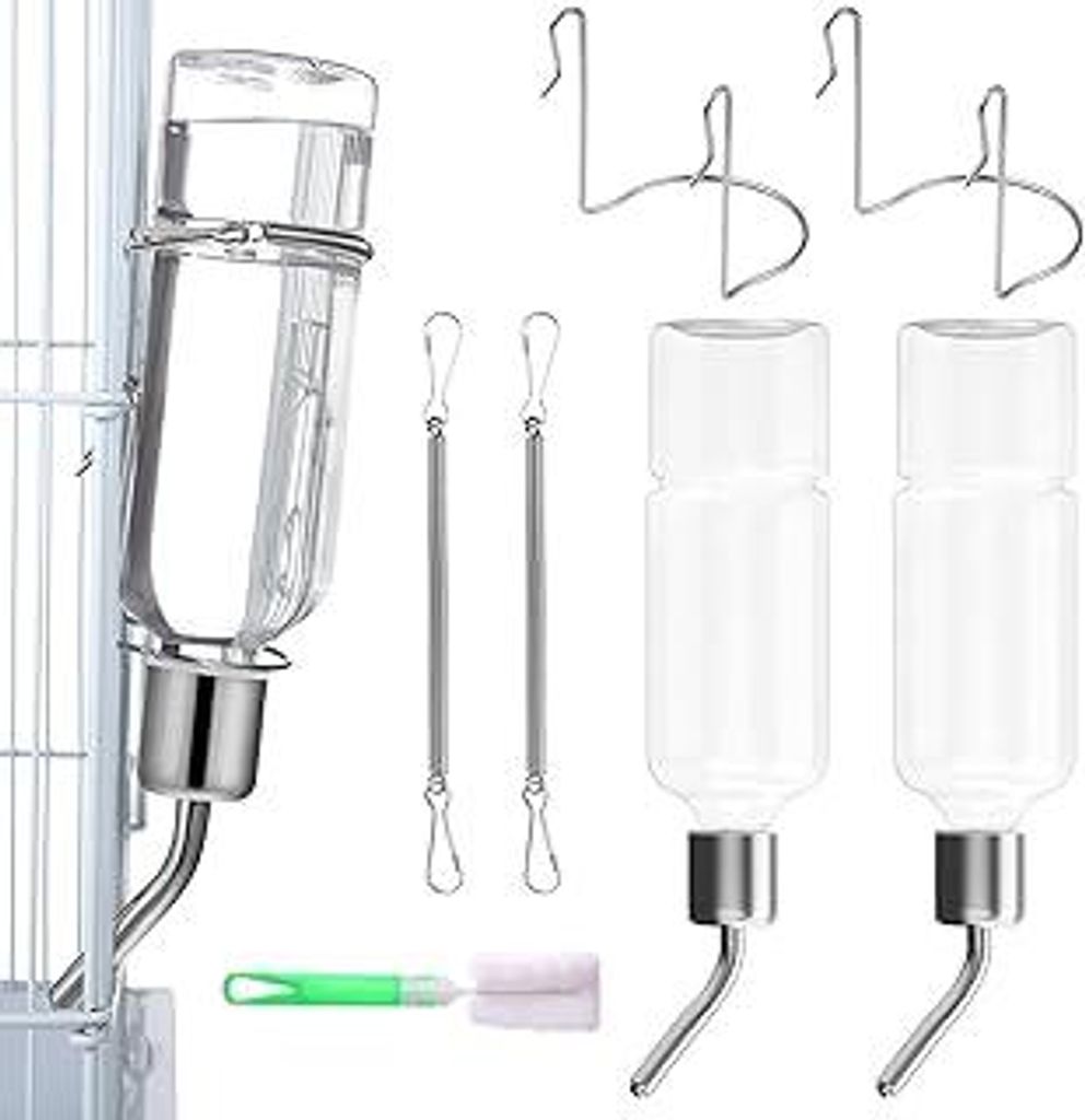 2 Stück Hängende Haustiere Wasserflaschen, Trinkflasche Kaninchen, Automatischer Haustiere Wasserflaschen, für Nagetiere, Kaninchen, Hamster, Zw...