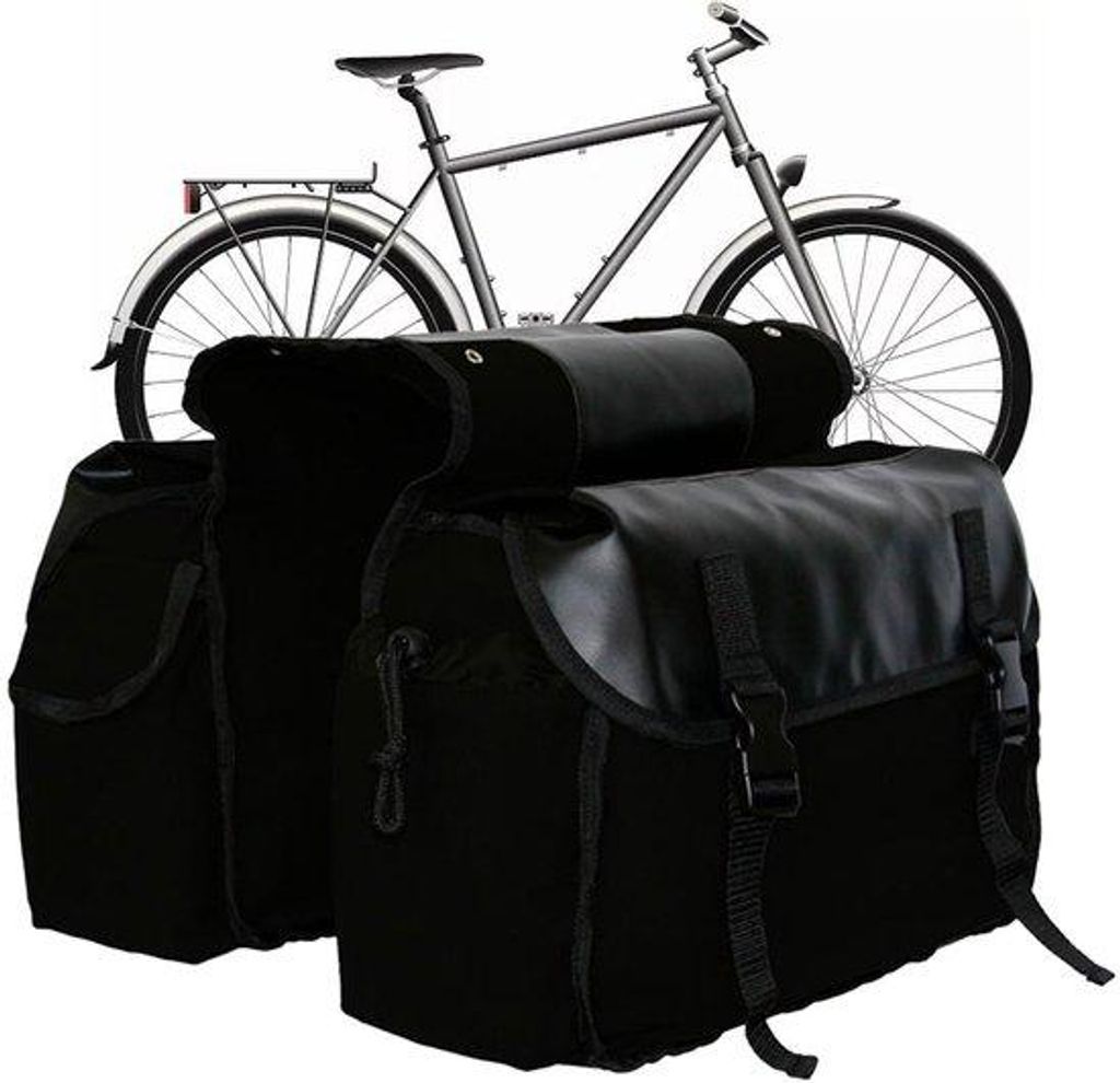 Fahrradtaschenset, wasserdichter doppelter Satteltasche mit Cover, Canvas-Bagageträger, für Wohn-Work-Verkehr, Tagesausflüge und Mountainbiken.