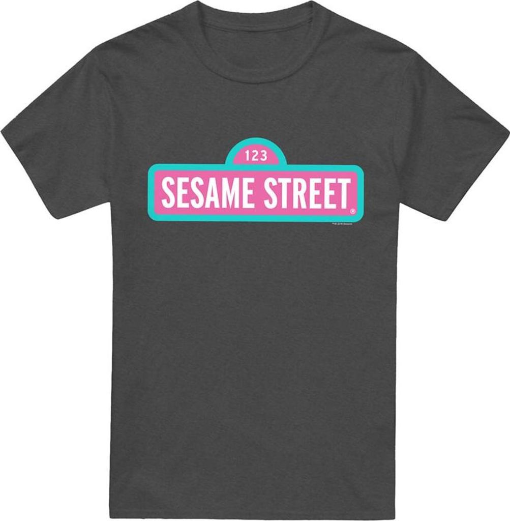 Sesame Street - T-Shirt für Herren/Damen Uni, meliert TV27975 (L) (Holzkohle)