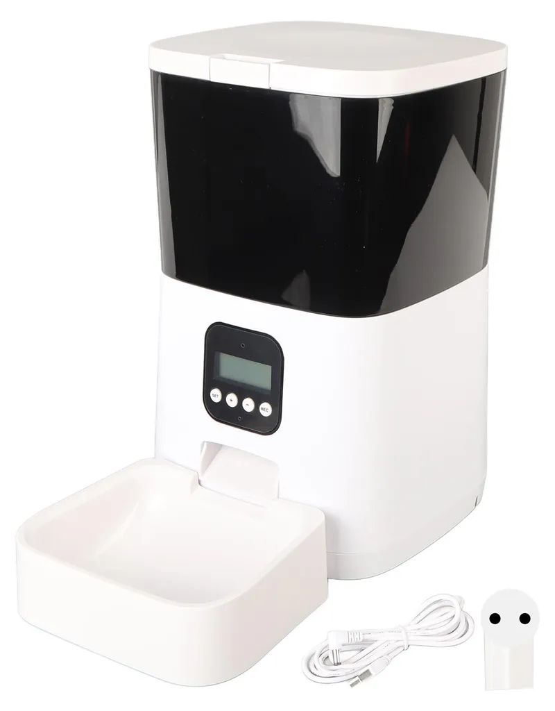 Distributeur automatique de croquettes 7L blanc avec enregistrement vocal