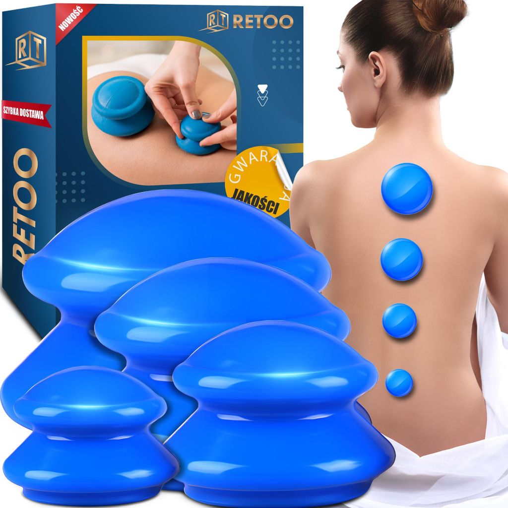 4er Schröpfen Set mit Schröpfgläser aus Silikon Pumpe Produktbild 