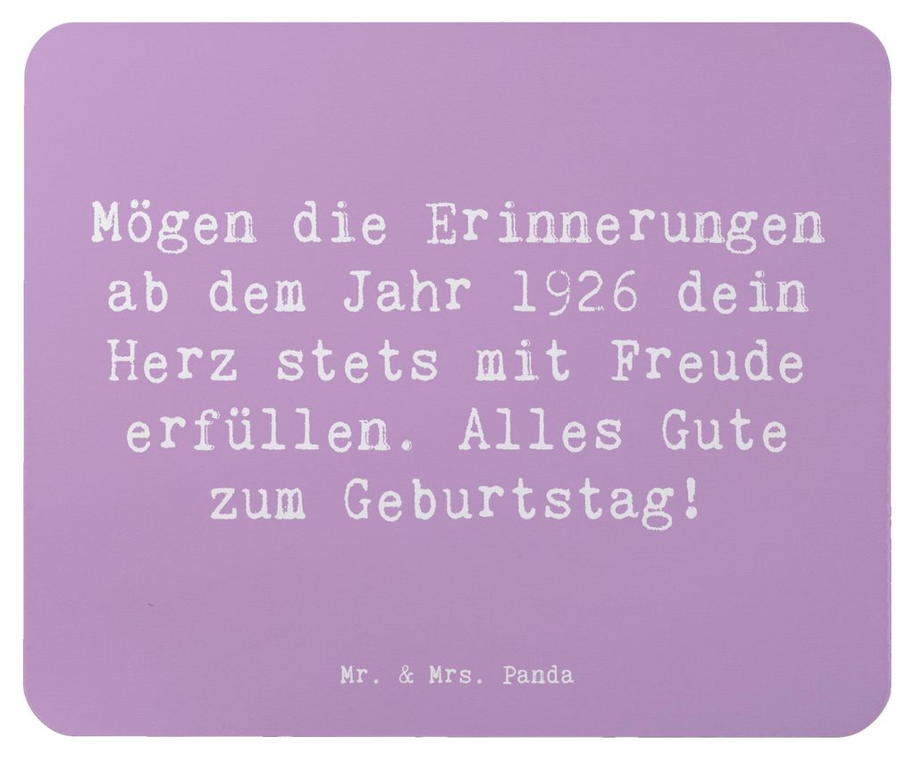 Mr. & Mrs. Panda Mouse Pad Spruch 1926 Geburtstag - Lavendeltraum - Geschenk, Jahrgang, Glückwunsch, Nostalgie, glanzvolle Tage, Geburtstagsgesche...