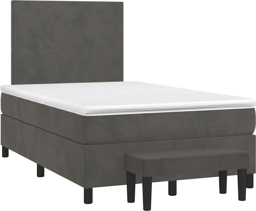 vidaXL Boxspringbett mit Matratze Dunkelgrau 120x190 cm Samt