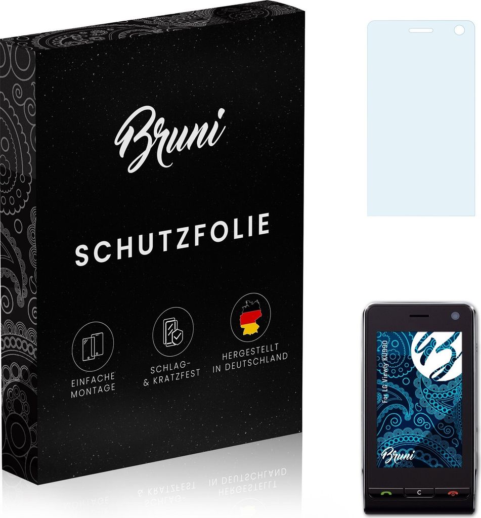 Bruni Basics-Clear 2x Schutzfolie kompatibel mit LG Viewty (KU990) Folie