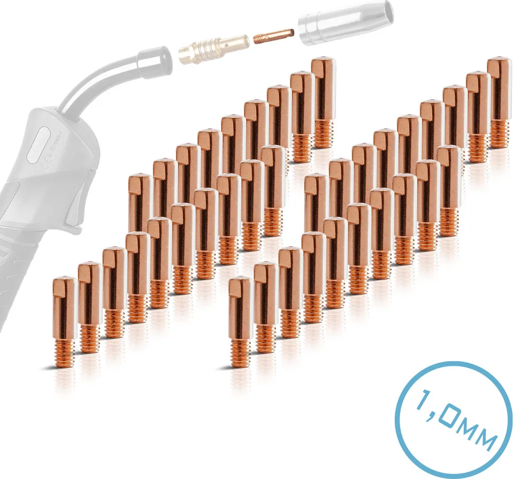 2x Punte di Contatto STAHLWERK AK15 MB15 M6x25 1,0mm MIG MAG Rame