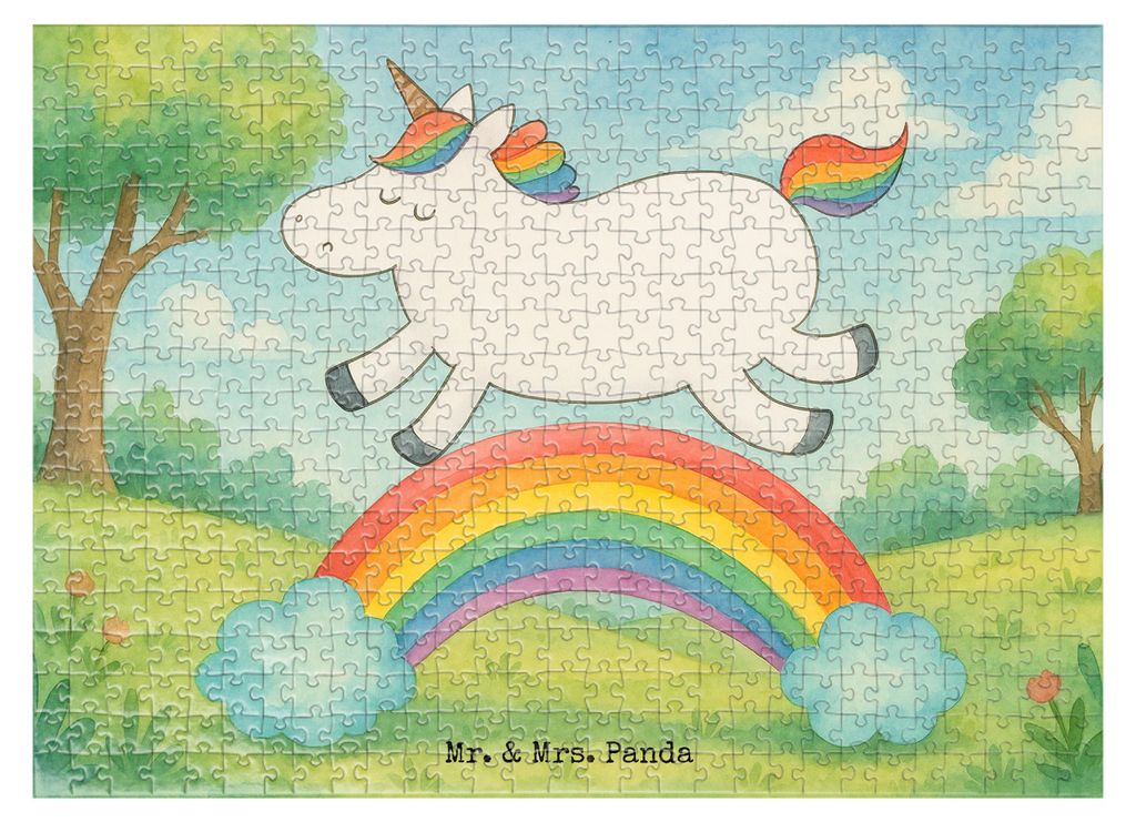Mr. & Mrs. Panda Puzzle Einhorn Regenbogen Design 551 Teile - Weiß - Geschenk, Erwachsenwerden, Unicorn, Puzzlespiel, 1000, 500, 1500, 300, Glitze...
