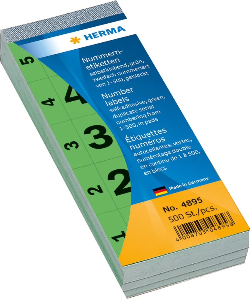 HERMA 4895 Etichette Guardaroba e Lotteria 1-500 Verdi - 500 Pezzi