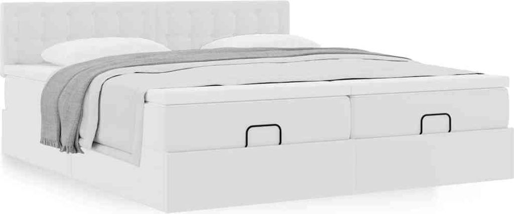 "2026 Promotion" Ottoman-Bett Schlafzimmer - mit Matratzen - Weiß - 180x200 cm - Kunstleder - Polsterbett CC17087
