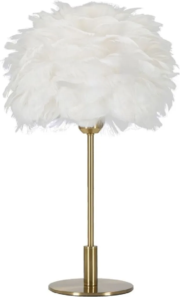 Lampe de table dorée à ressort Mauro Ferretti avec abat-jour blanc E27