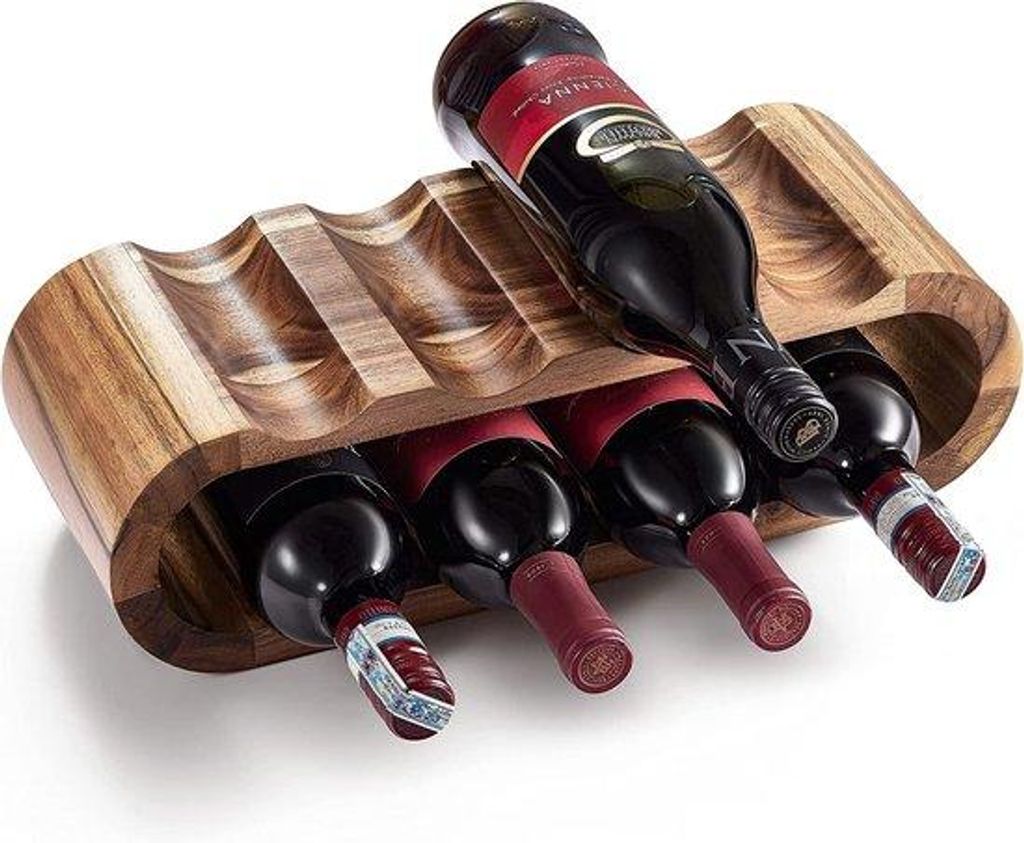 Freistehende Holzweinregal für 8 Flaschen - Raumsparende Weinklappe Organizer für Wohnaccessoires