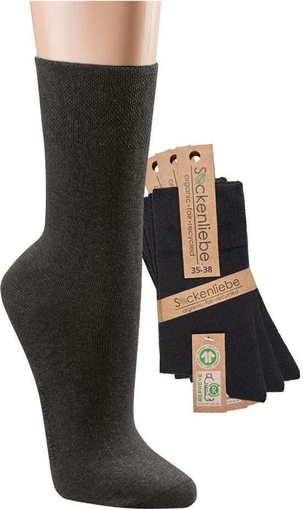 6 Paar schwarze Socken mit Biobaumwolle und recyceltem Polyester 35/38 schwarz