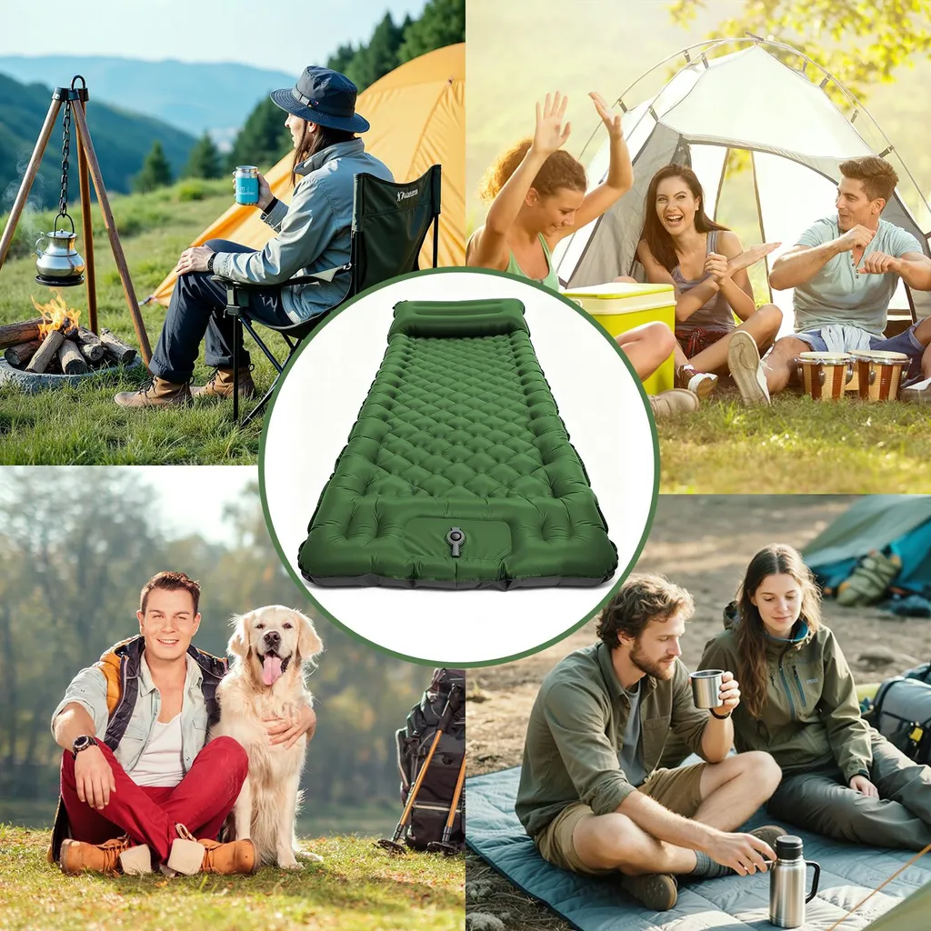 Matelas isolant de sol pour camping et trek - Format compact 12 cm Vert - 6