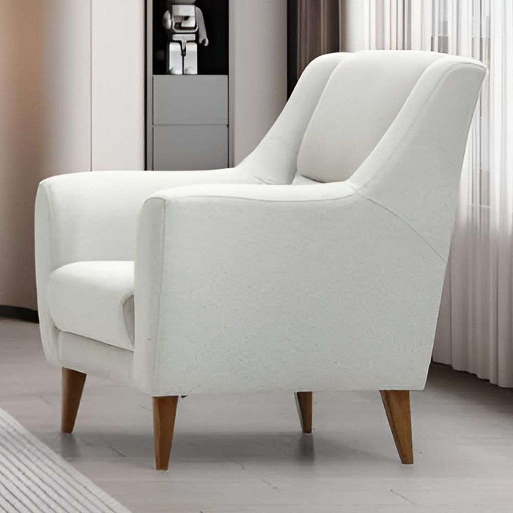 Weißer Designsessel r Relaxsessel Stilvolle Holzfüße
